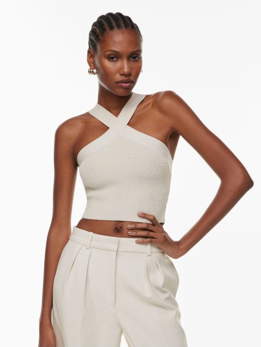 Aritzia - Babaton Sculpt Knit Criss Cross Cropped Tank